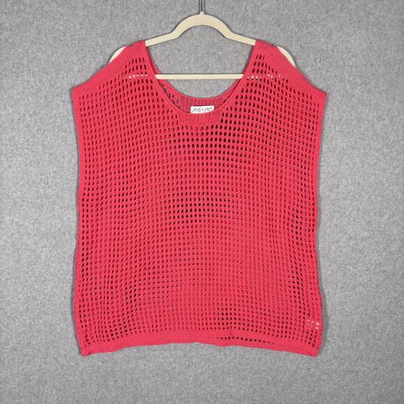 She Sky Sweater Medium Open Crochet Fishnet Sheer Coverup Neon Resort Cruise - Picture 1 of 10
